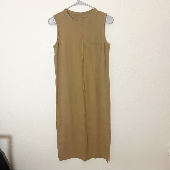 Everlane The Long Weekend Midi Tank Dress in Brown/Tan XS - Picture 3 of 6